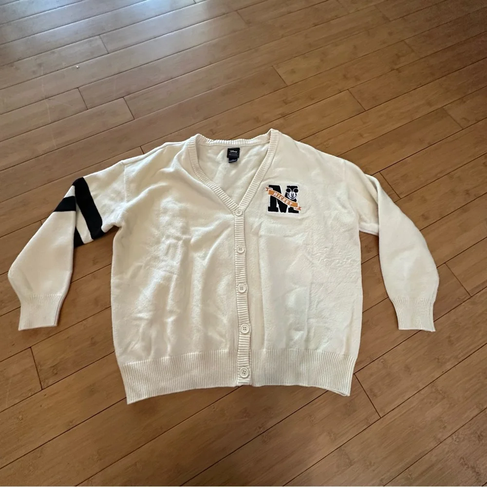 Her Universe Letterman Varsity Cream Cardigan with Black Lettering - Picture 1 of 4